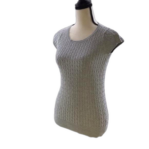 GAP STRETCH Women’s Gray Scoop Neck Cap Sleeve Cable Knit Sweater Top Size—Sz XS